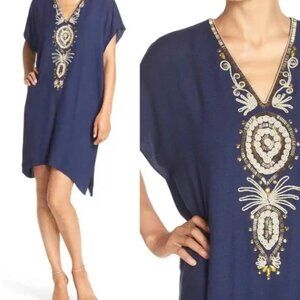 Lilly Pulitzer Chai Caftan Dress Cover-Up True Navy S/M